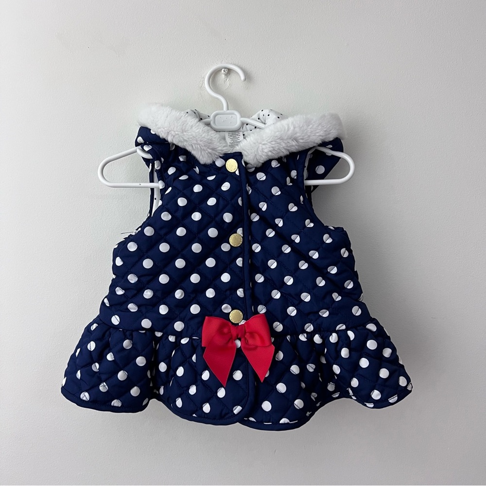 Little Me polkadot vest with red bow